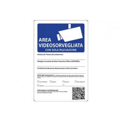 TARGA SEGNALETICA AREA VIDEOSORVEGLIATA 20X30